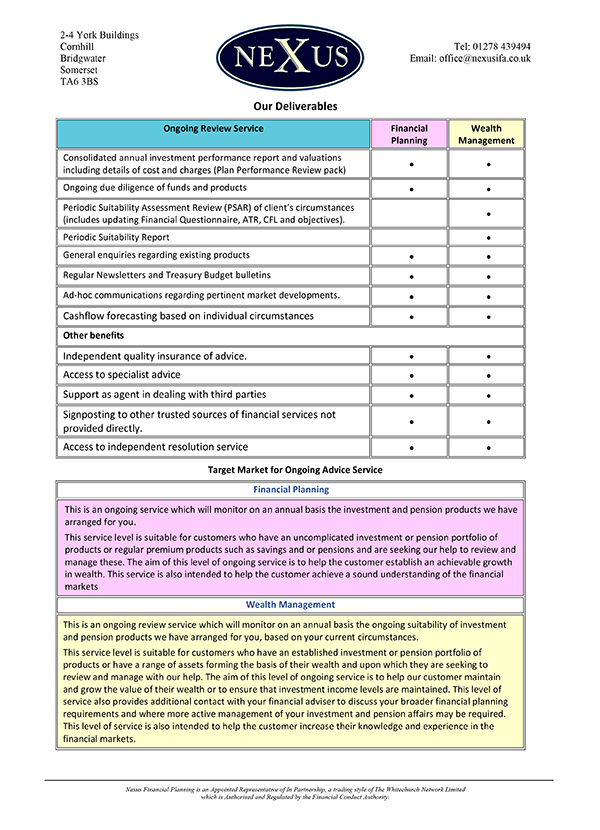 Ongoing Service Levels