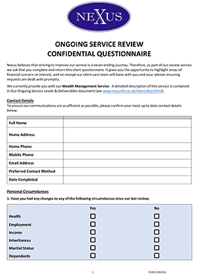 Ongoing Service Review Questionnaire